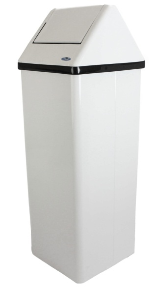 White Metal Free Standing Swing Top Waste Receptacle 105L.